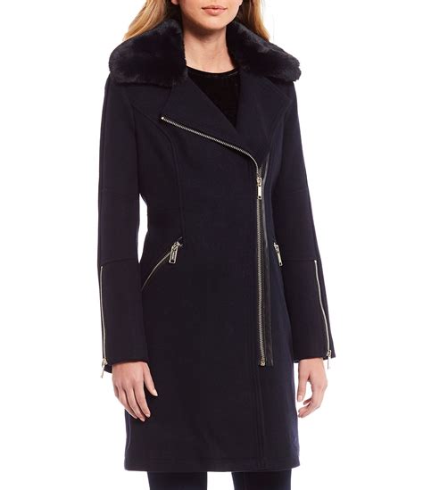 michael kors stretch wool blend coat|Michael Kors zip closure coats.